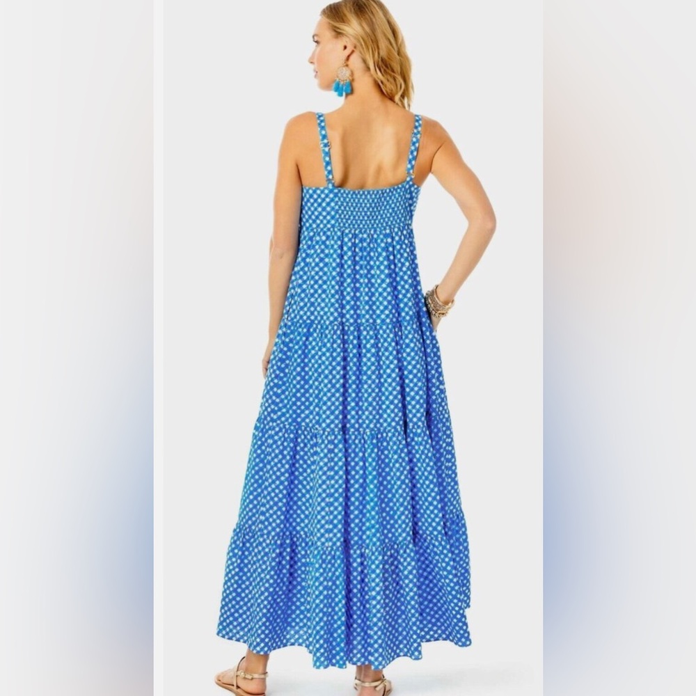 Lilly Pulitzer Shylee Cotton Maxi Dress Boca Double Checking Maxi Polka Dot - Picture 5 of 14